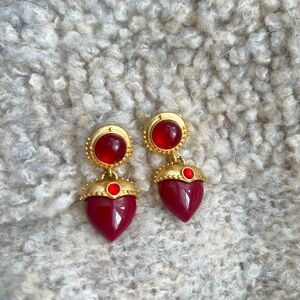 Red and gold pine cone Earrings